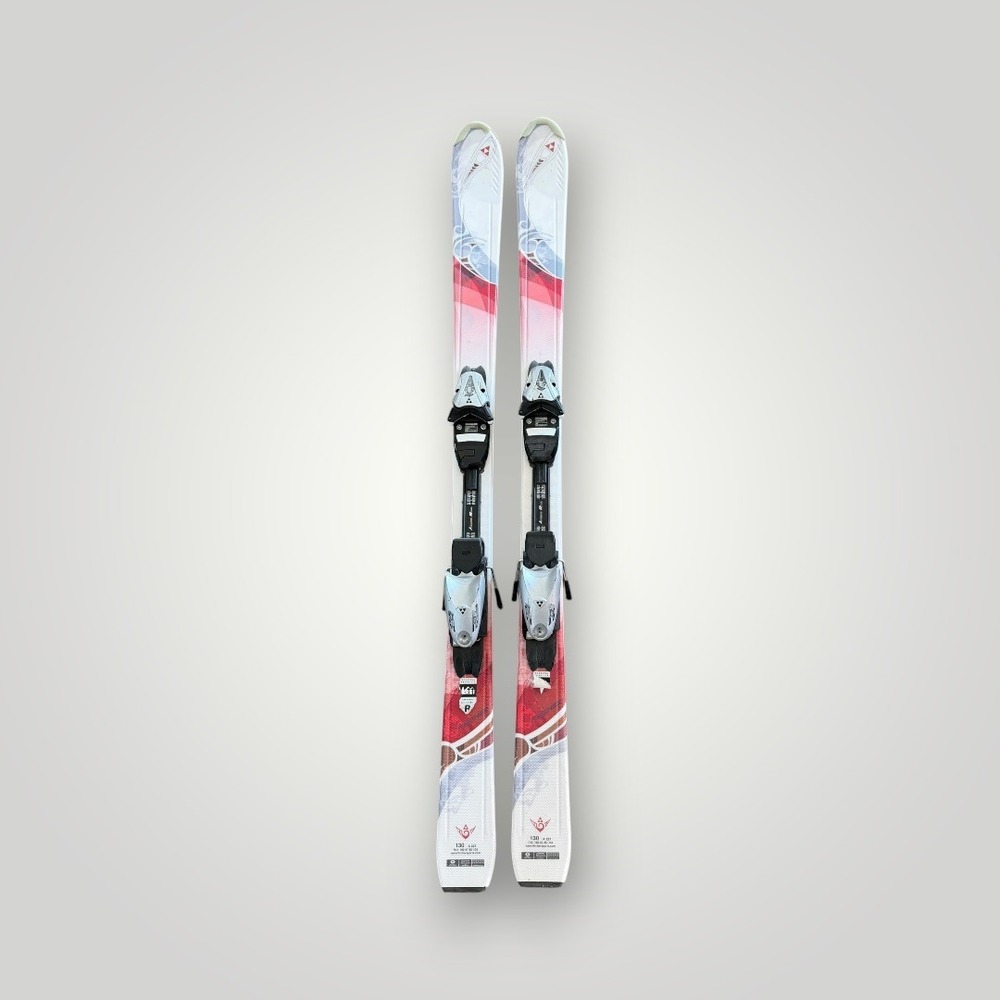 Fischer Koa Junior Skis Kids 130cm Pink Red FJ4 AC Bindings Downhill Alpine